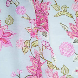 Light Grey Mughal Floral Print Muslin Fabric GTS-30948 - TradeUNO
