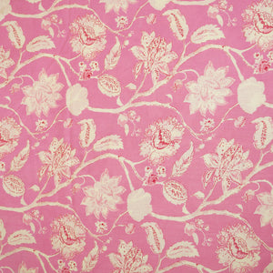 Cream with Pink Floral Print Cotton Fabric AFI-29535 - TradeUNO