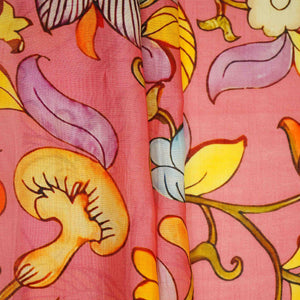 Rani Pink Kalamkari Print Pure 70gm Chanderi Fabric VF-30893 - TradeUNO