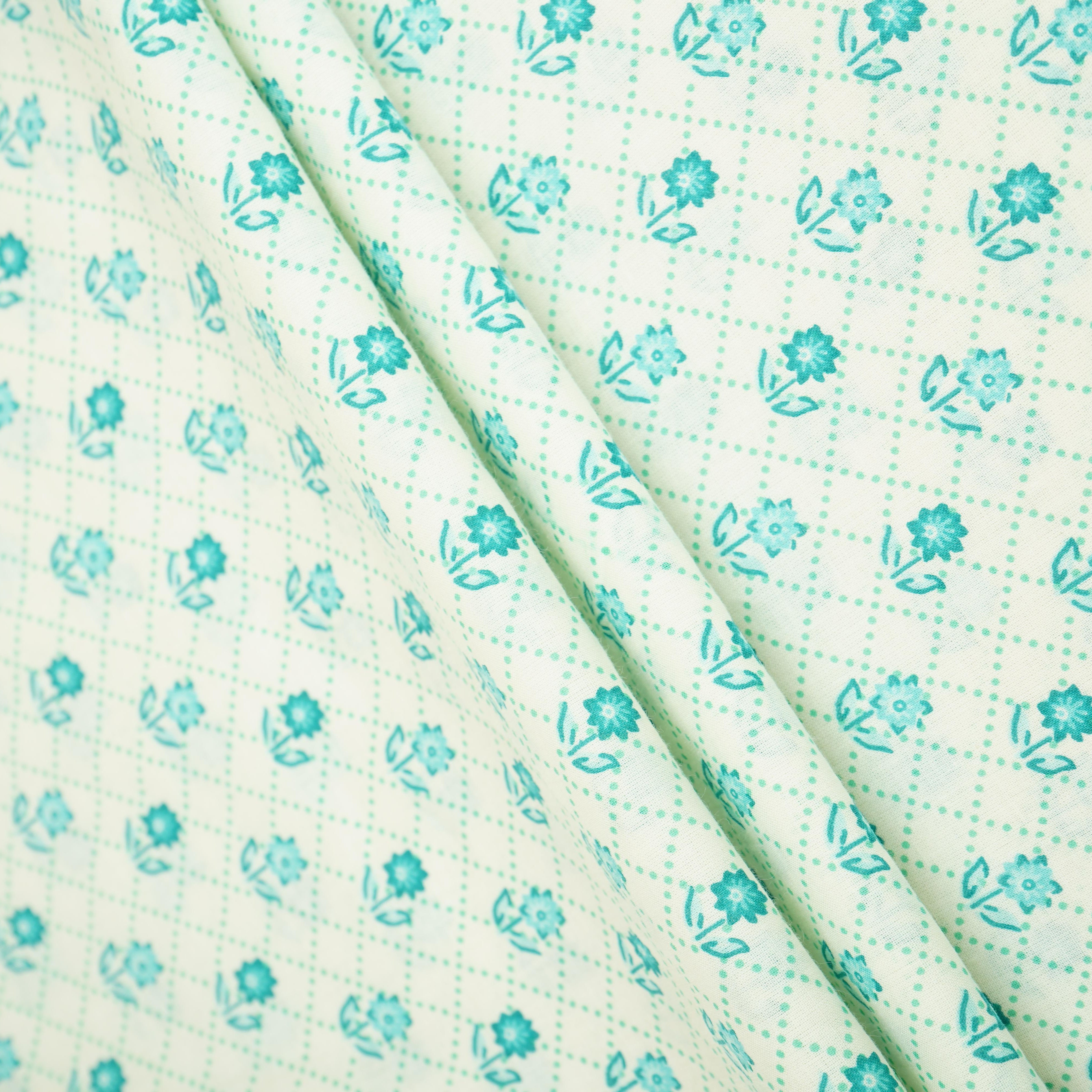 Off white floral Print Cotton Fabric AFI-29583 - TradeUNO