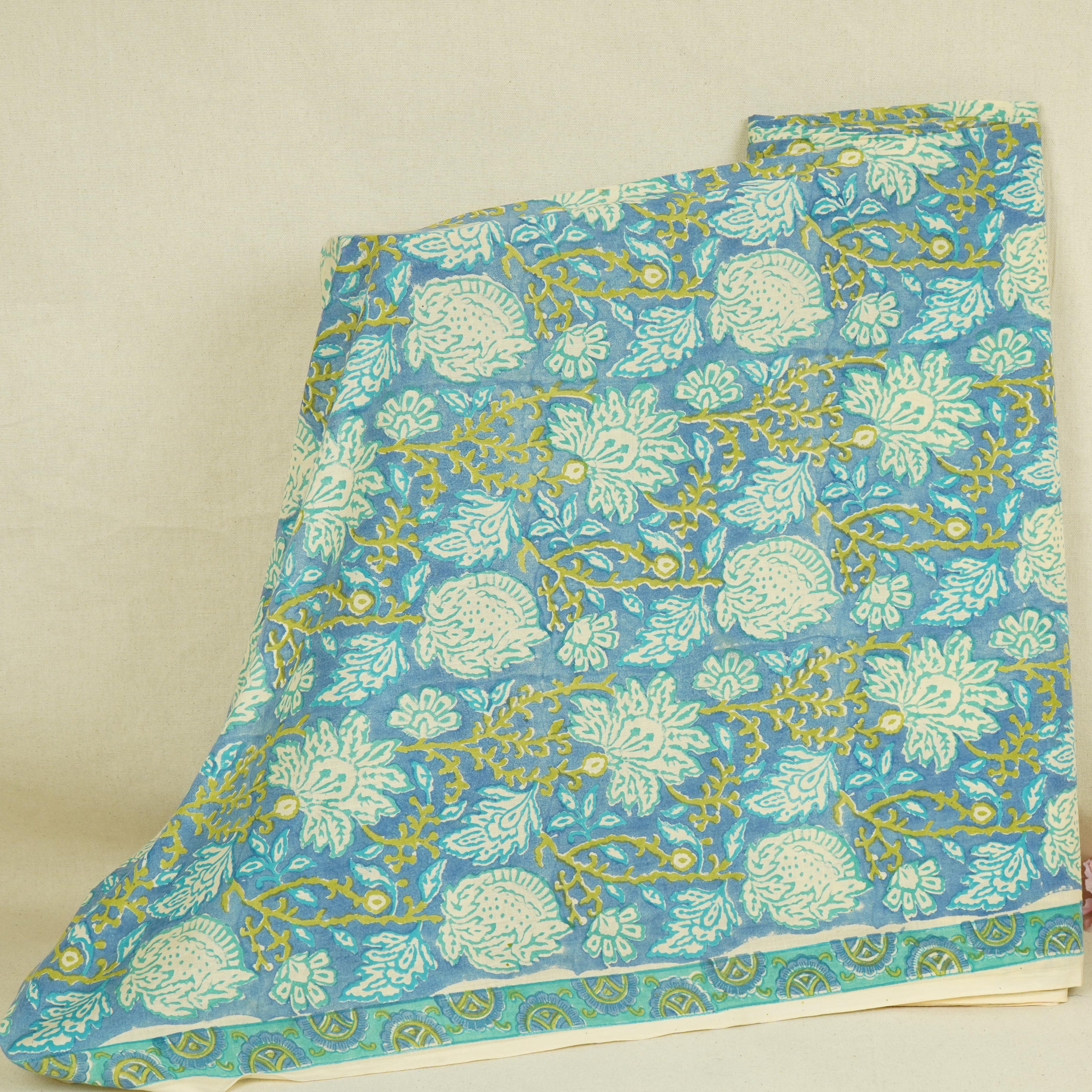 Blue Floral print Cotton Fabric AFI-29602 - TradeUNO