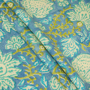 Blue Floral print Cotton Fabric AFI-29602 - TradeUNO