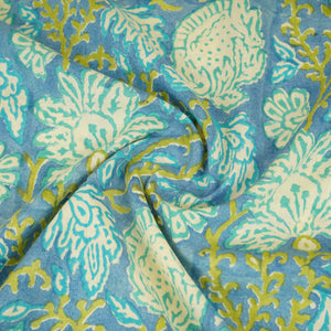 Blue Floral print Cotton Fabric AFI-29602 - TradeUNO