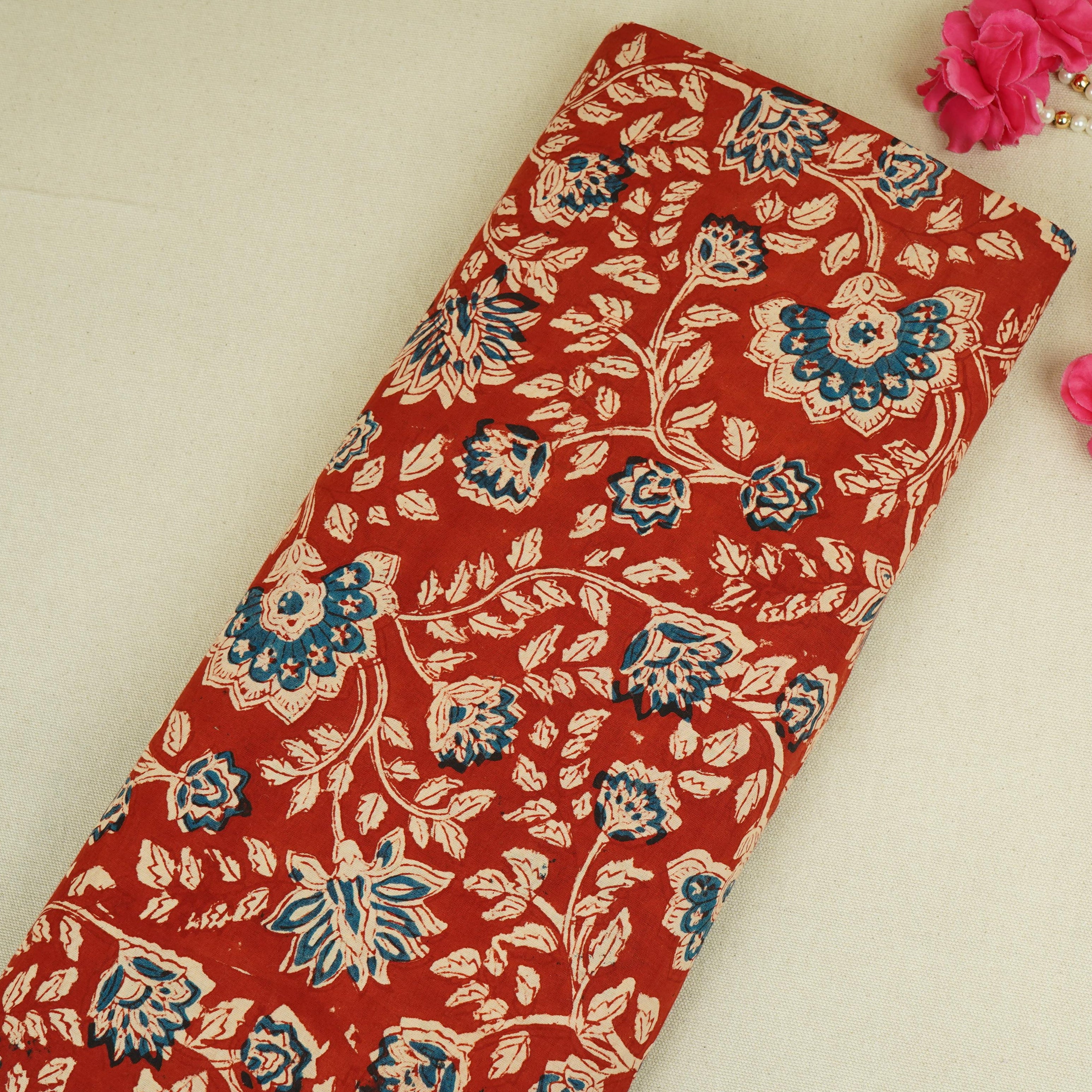 Red Floral print Cotton Fabric AFI-29601 - TradeUNO