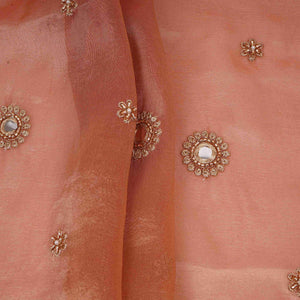 Golden Mirror thread cutdana embroidery Dyeable Kanjivaram Silk Fabric TF-31151 - TradeUNO