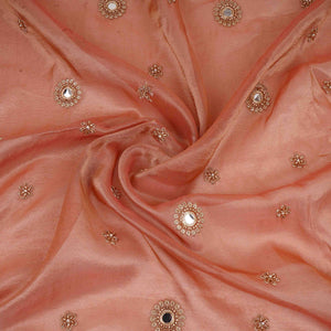 Golden Mirror thread cutdana embroidery Dyeable Kanjivaram Silk Fabric TF-31151 - TradeUNO