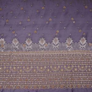 Lavender Zari cutdana embroidery Satin Silk Fabric TF-31121 - TradeUNO