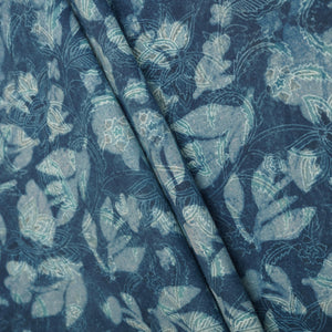 Blue with Multicolor Dabu Print Cotton Fabric NC-29663 - TradeUNO