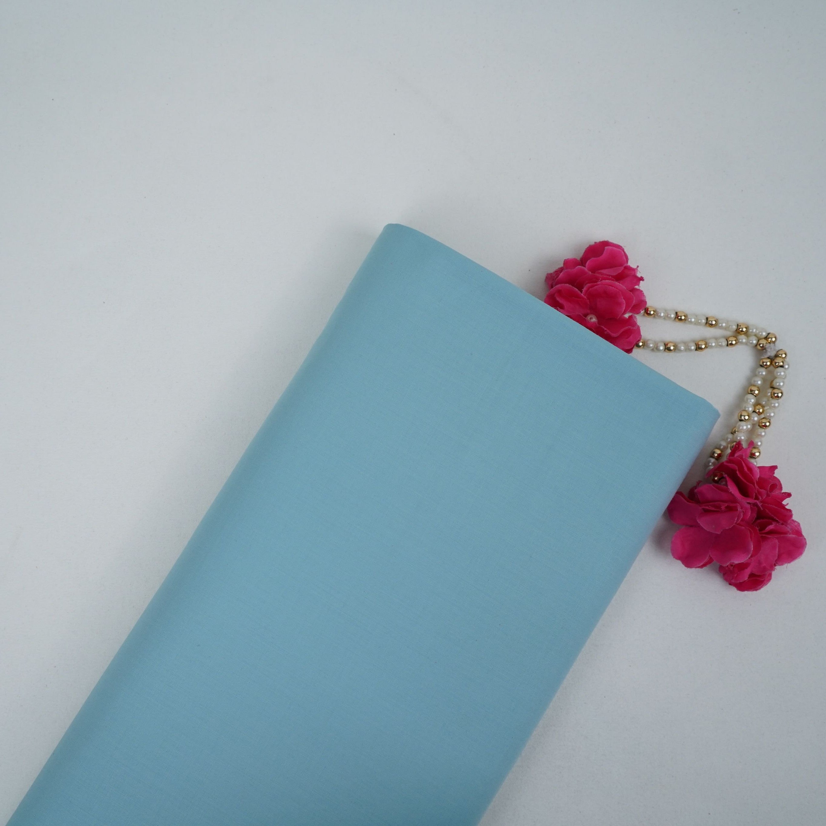 Aqua Blue Solid Lizzy Bizzy Fabric RTL-31445 - TradeUNO