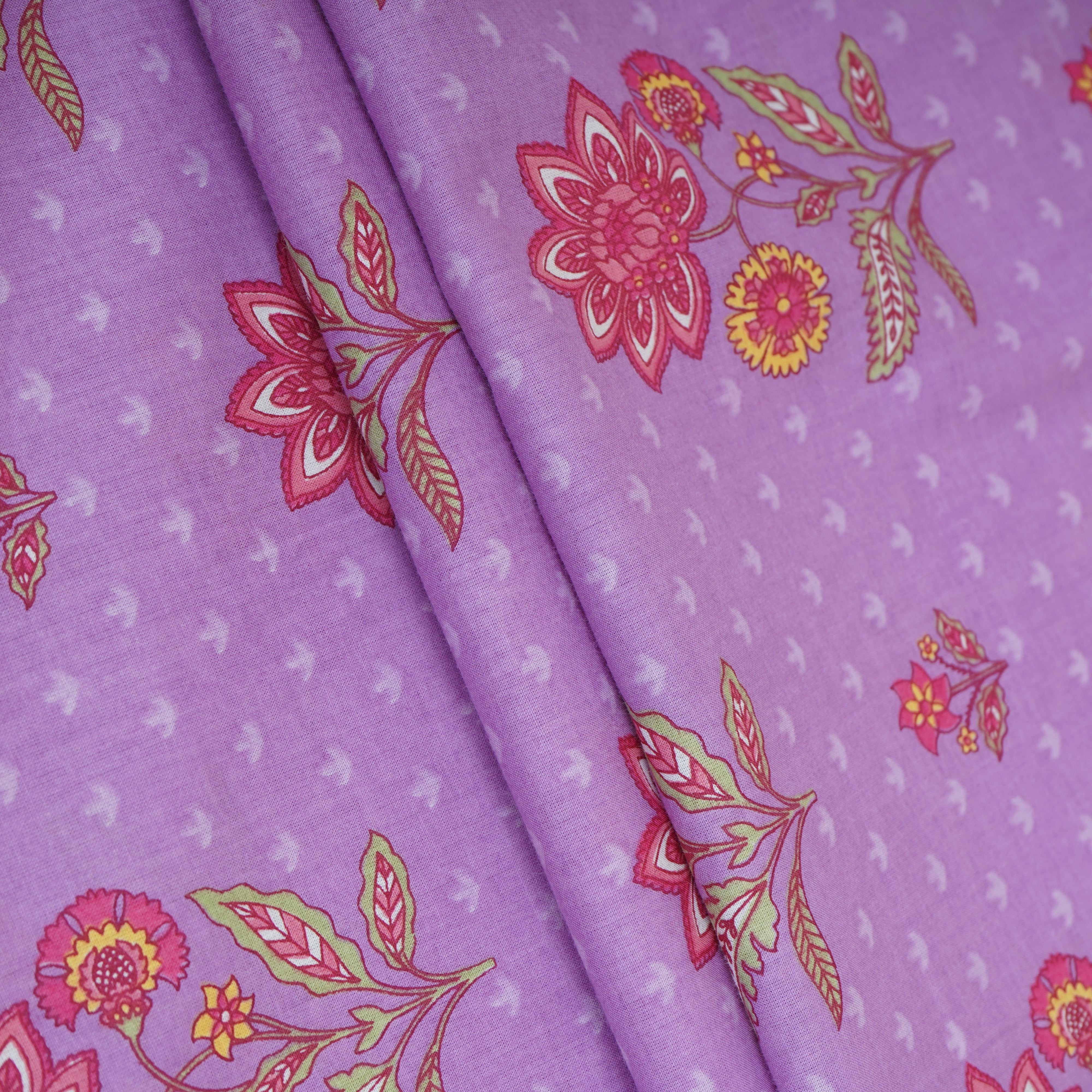 Pink Floral Print Cotton Fabric AFI-29532 - TradeUNO