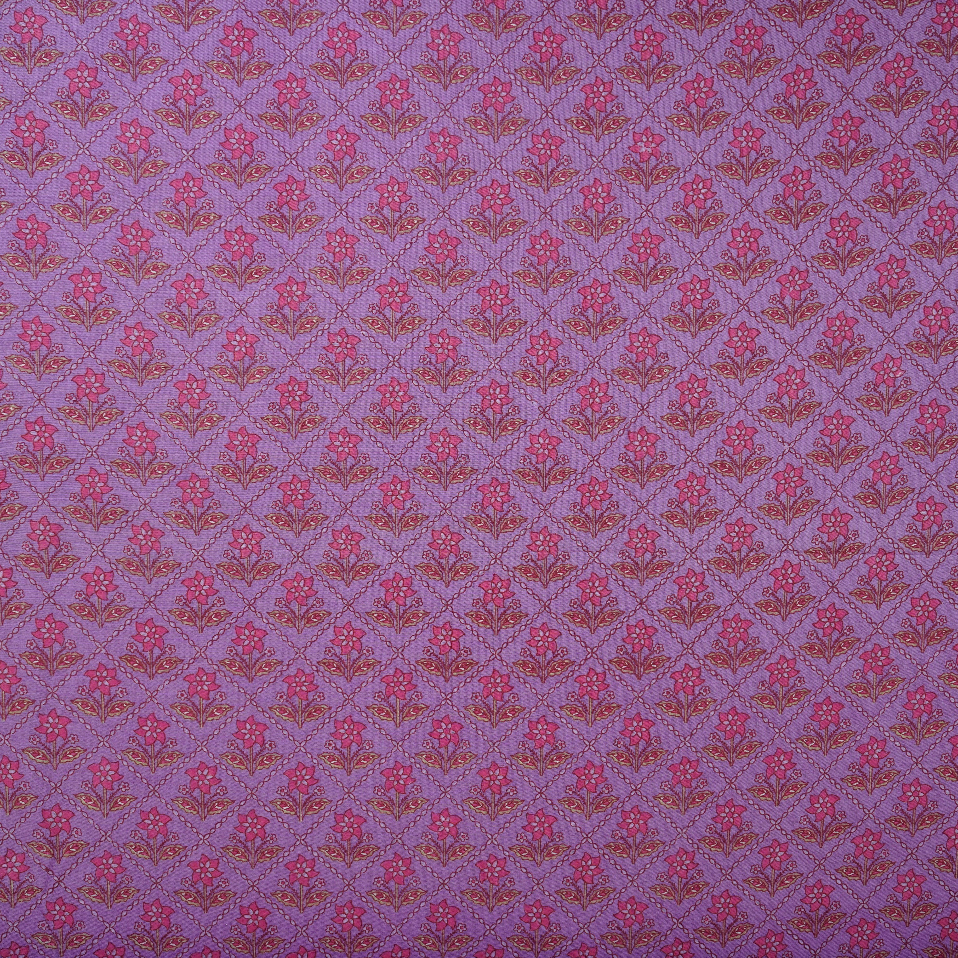 Pink Floral Print Cotton Fabric AFI-29531 - TradeUNO