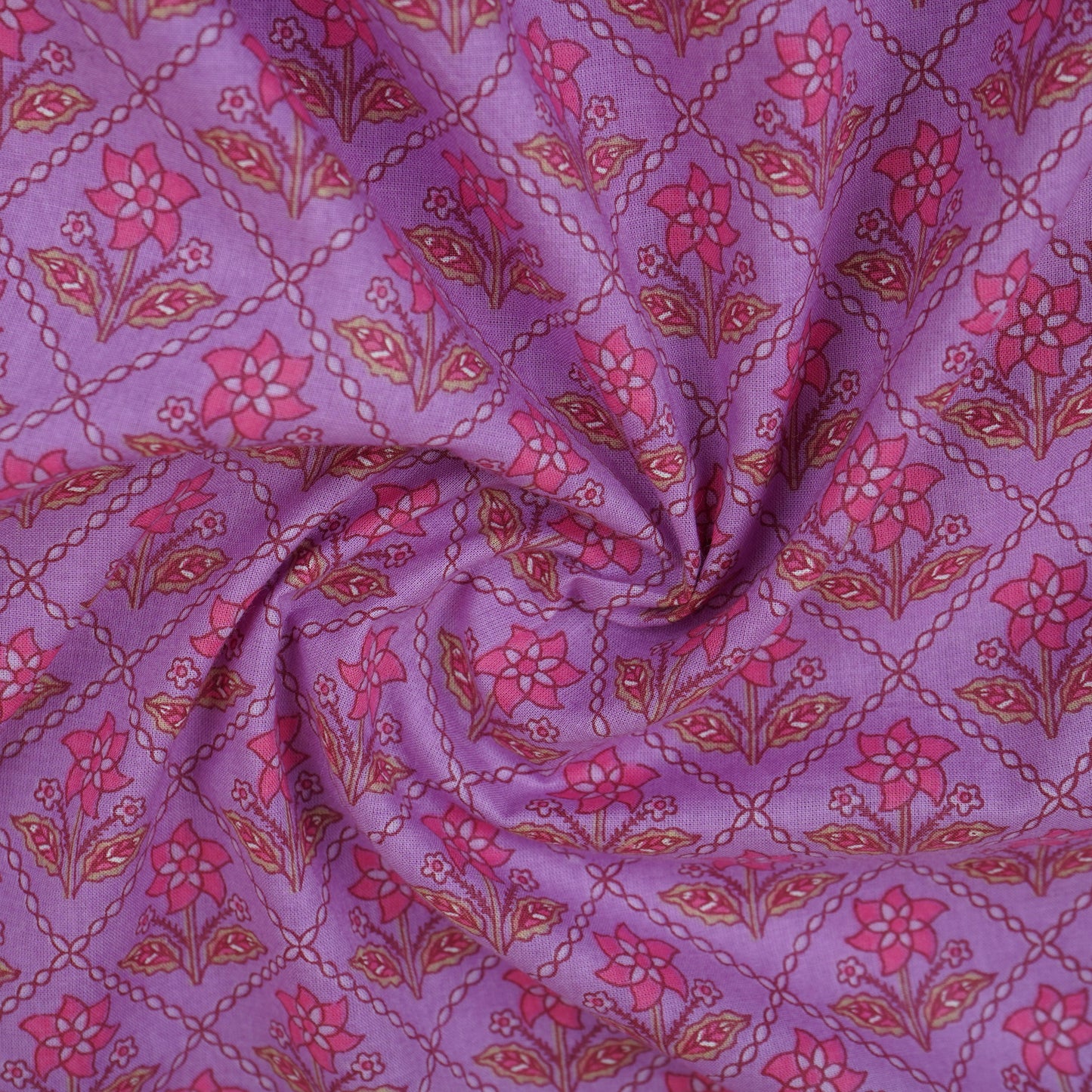 Pink Floral Print Cotton Fabric AFI-29531
