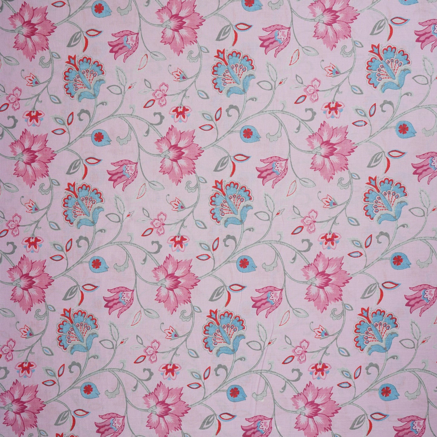 Baby Pink Floral Print Cotton Fabric AFI-29534