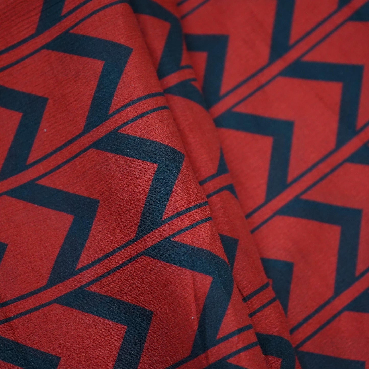 Maroon & Black Chevron print Chinnon Fabric MT-31176