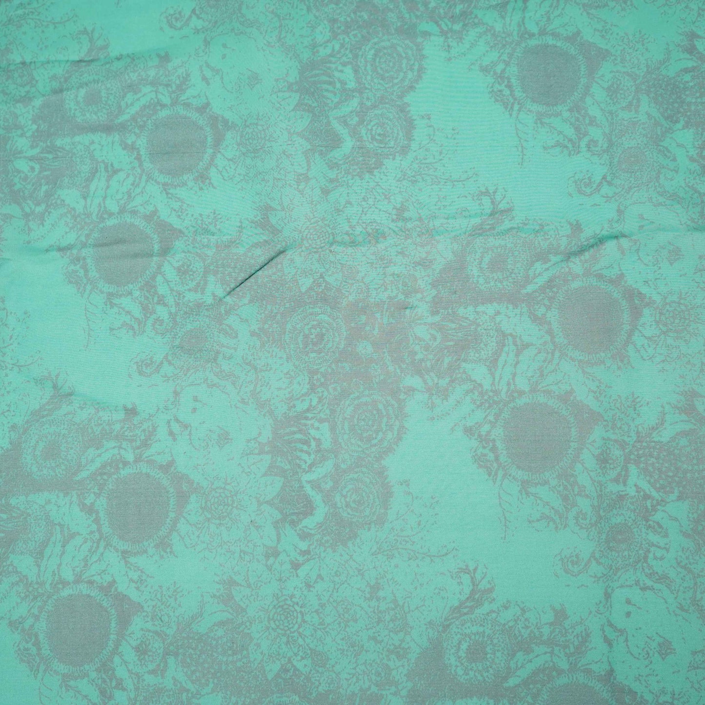 Teal Green floral print Organza Fabric MTF-31487 - TradeUNO