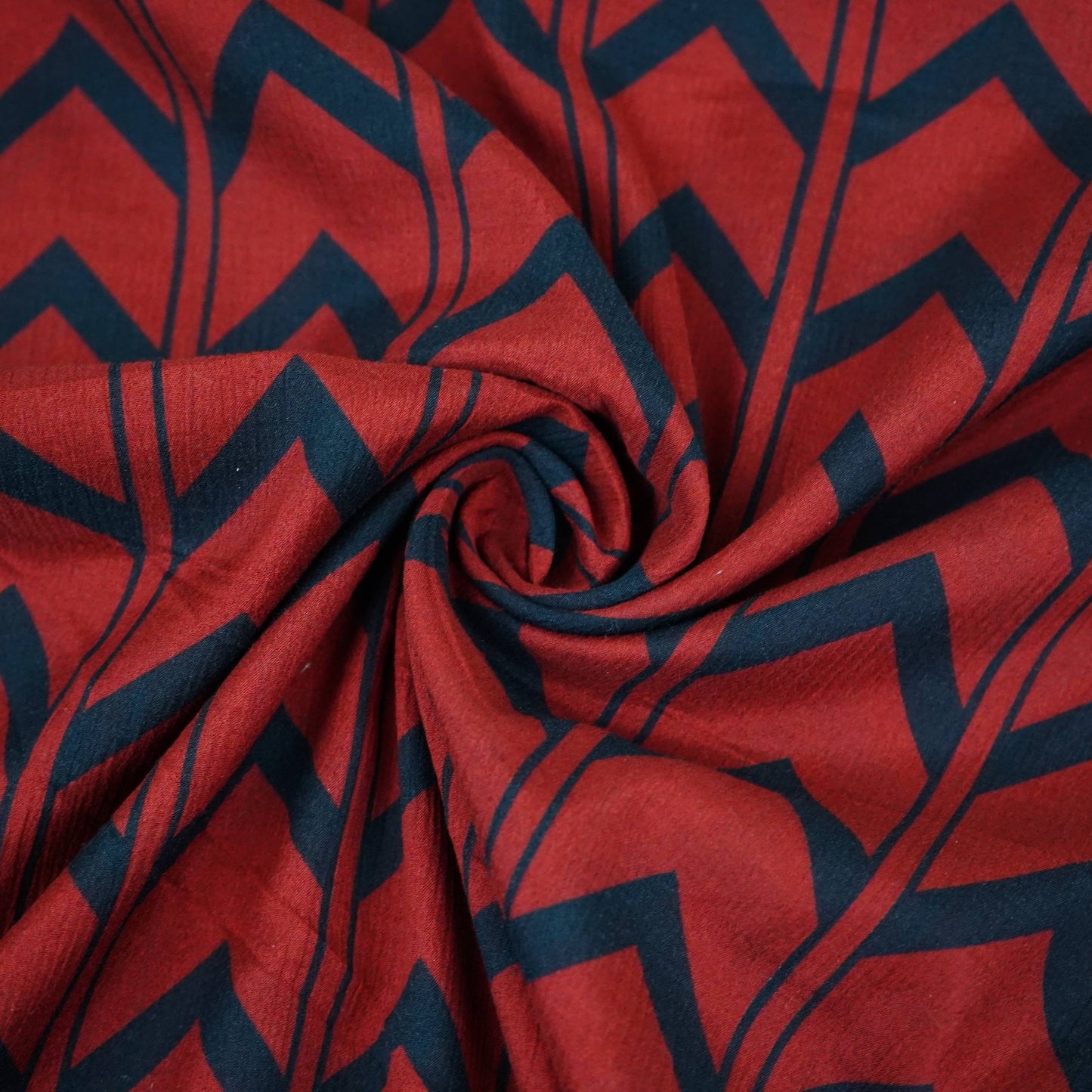 Maroon & Black Chevron print Chinnon Fabric MT-31176