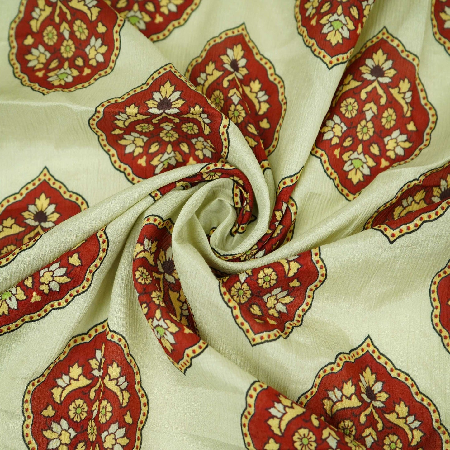 Maroon Mughal Buta floral print Chinnon Fabric MT-31175