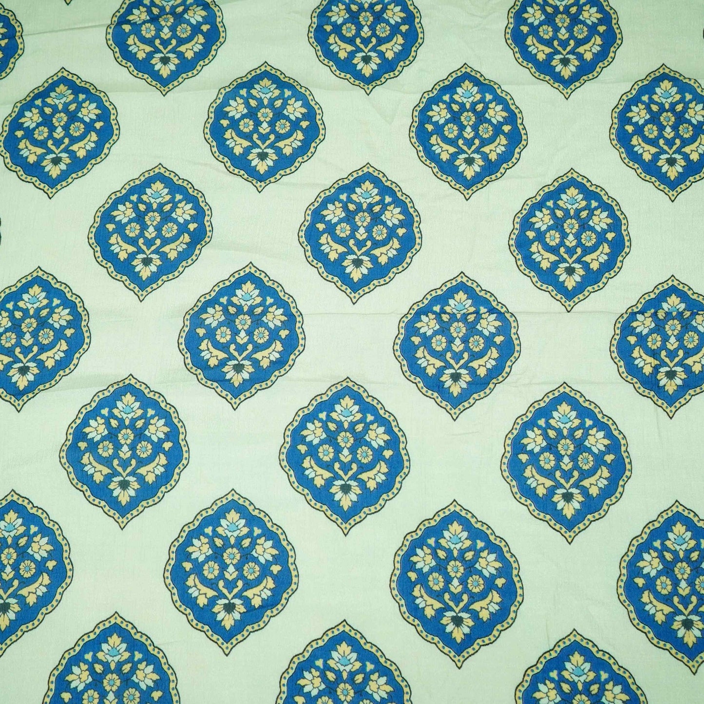 Royal Blue Mughal Buta floral print Chinnon Fabric MT-31177