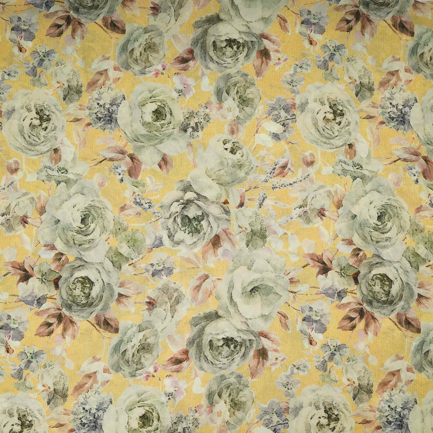 Butter Yellow floral Jacquard print Pure Crepe Fabric MTF-31477