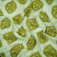 Olive Green Mughal Buta floral print Chinnon Fabric MT-31179