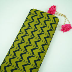 Olive Green & Black Chevron print Chinnon Fabric MT-31180