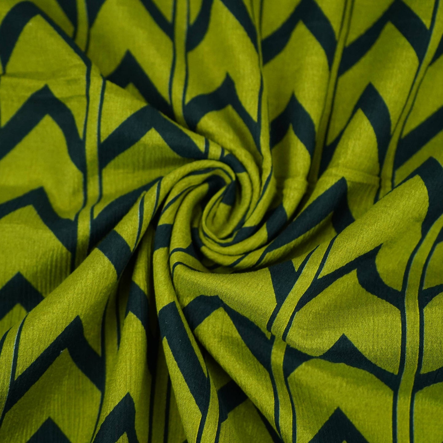 Olive Green & Black Chevron print Chinnon Fabric MT-31180