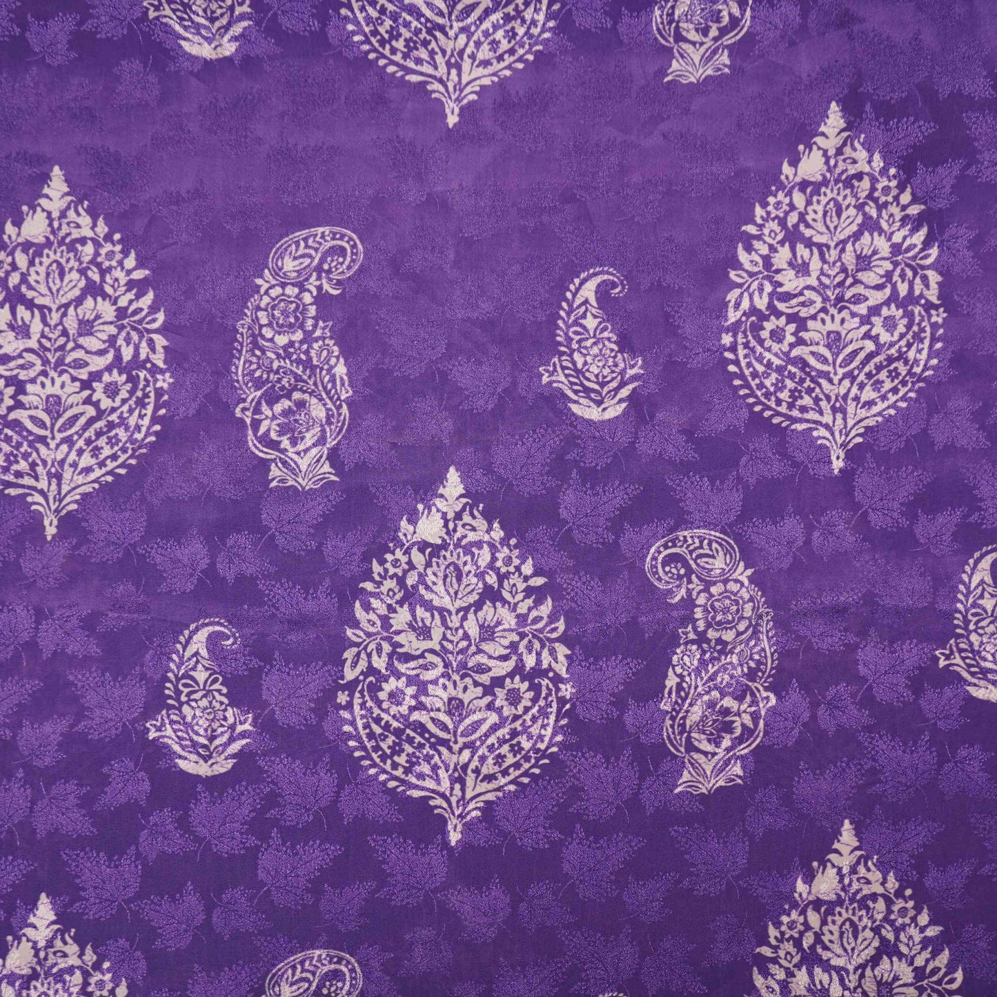 Royal Purple Paisley Jacquard print Pure Crepe Fabric MTF-31483
