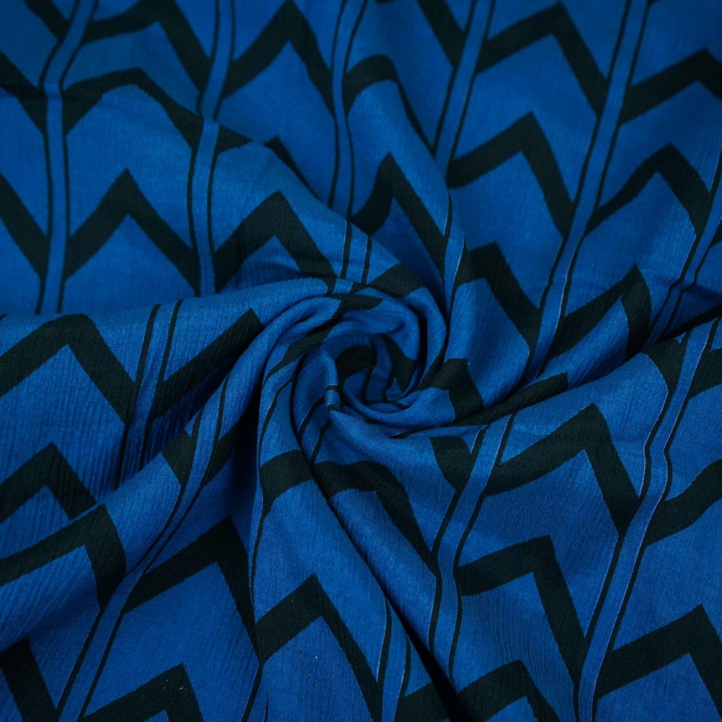 Royal Blue & Black Chevron print Chinnon Fabric MT-31178