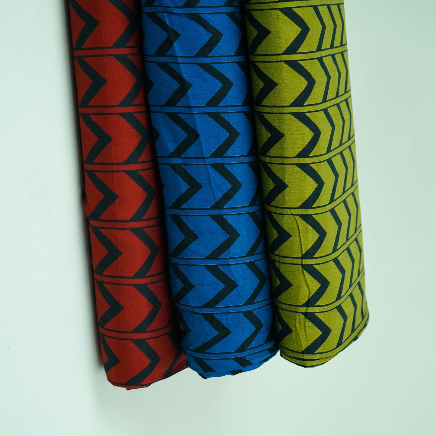 Olive Green & Black Chevron print Chinnon Fabric MT-31180