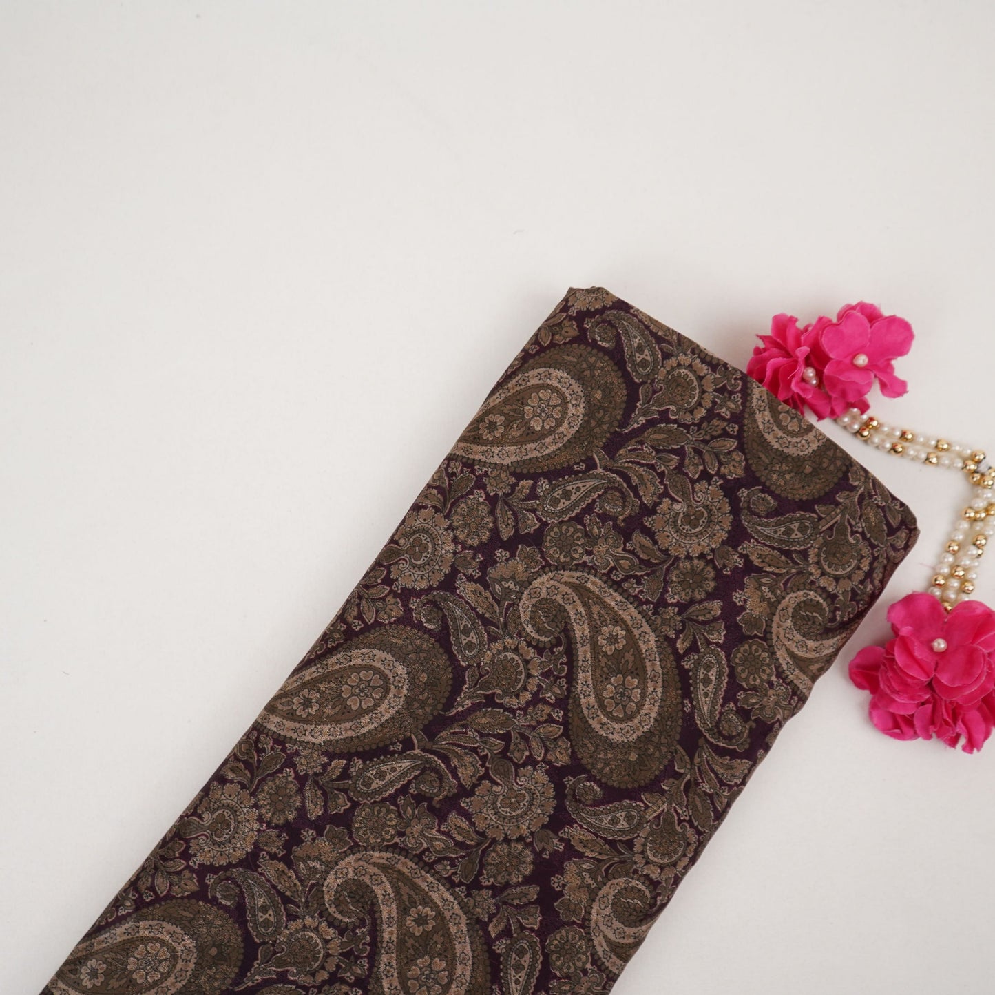Purple Paisley Jacquard print Pure Crepe Fabric MTF-31478