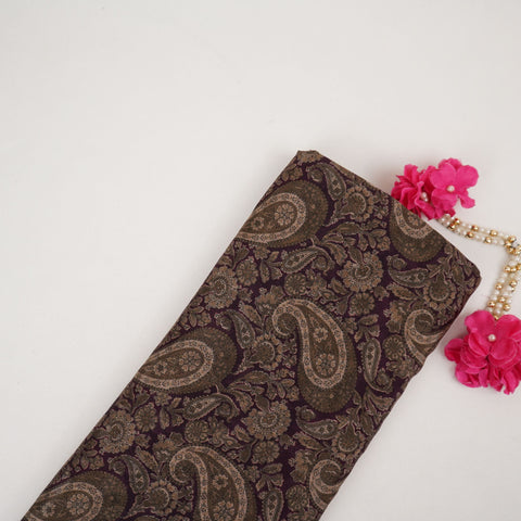 Purple Paisley Jacquard print Pure Crepe Fabric MTF-31478