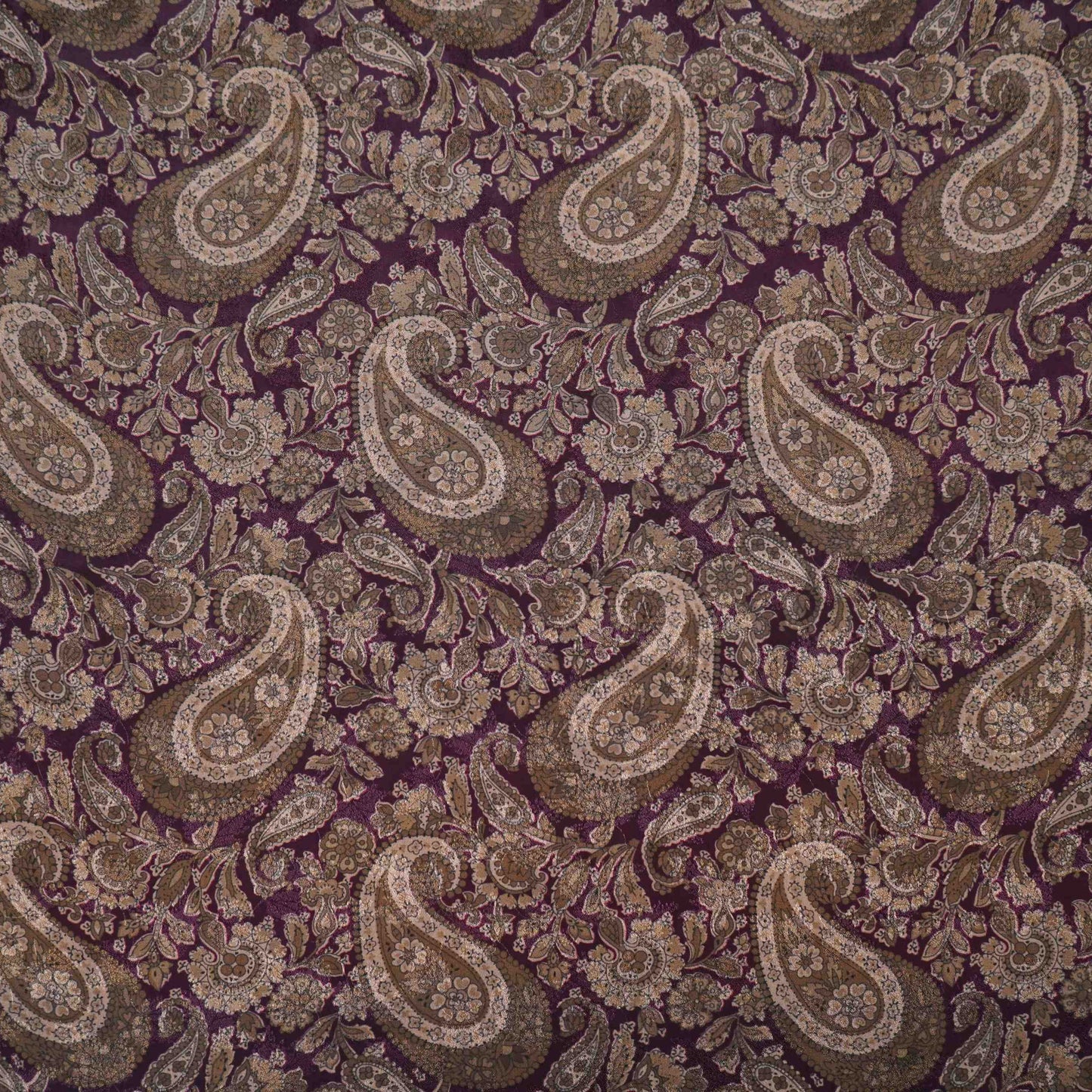Purple Paisley Jacquard print Pure Crepe Fabric MTF-31478