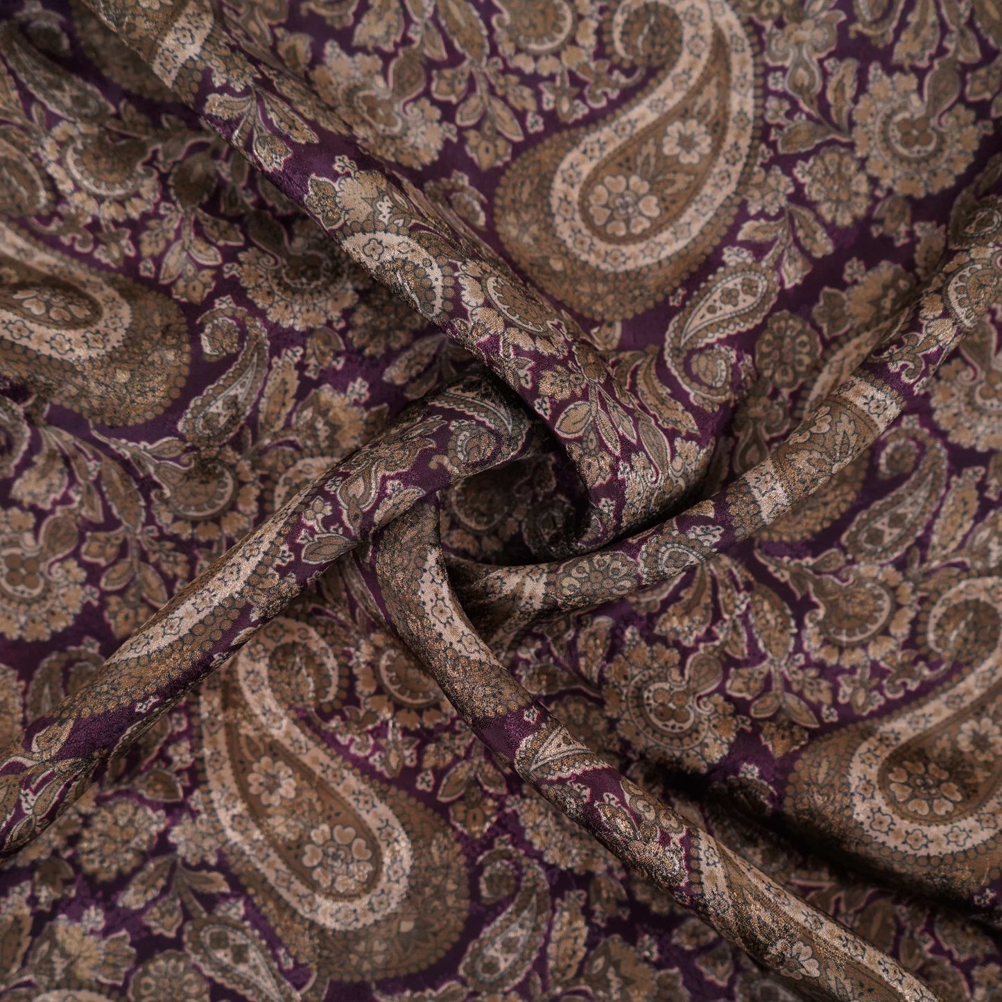 Purple Paisley Jacquard print Pure Crepe Fabric MTF-31478