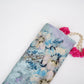 Dusty Aqua floral Jacquard print Pure Crepe Fabric MTF-31480
