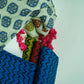 Royal Blue & Black Chevron print Chinnon Fabric MT-31178