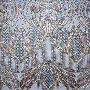 Black Cutdana Rice Beads Embroidery Net Fabric 21260