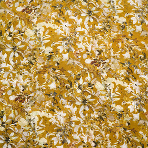 Mehendi Gold floral Jacquard print Pure Crepe Fabric MTF-31482 - TradeUNO