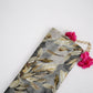 Smoke Grey Tropical floral Jacquard print Pure Crepe Fabric MTF-31474