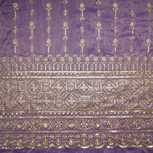 Purple Thread Sequins Embroidery Tissue Organza Fabric 21045