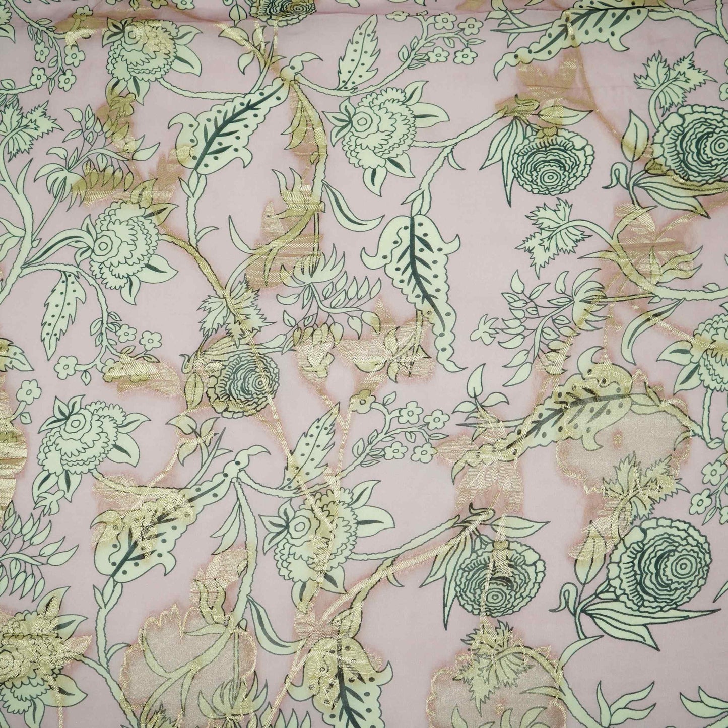 Lilac floral print with jacquard Organza Fabric MT-31168