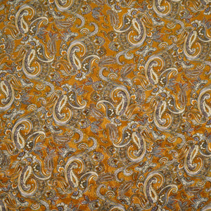 Mustard Ochre Paisley Jacquard print Pure Crepe Fabric MTF-31476 - TradeUNO