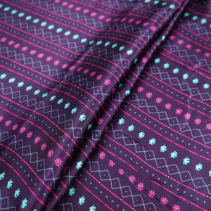 Deep Wine Geometrical Stripes Bemberg Modal Silk Fabric KTP-31400 - TradeUNO
