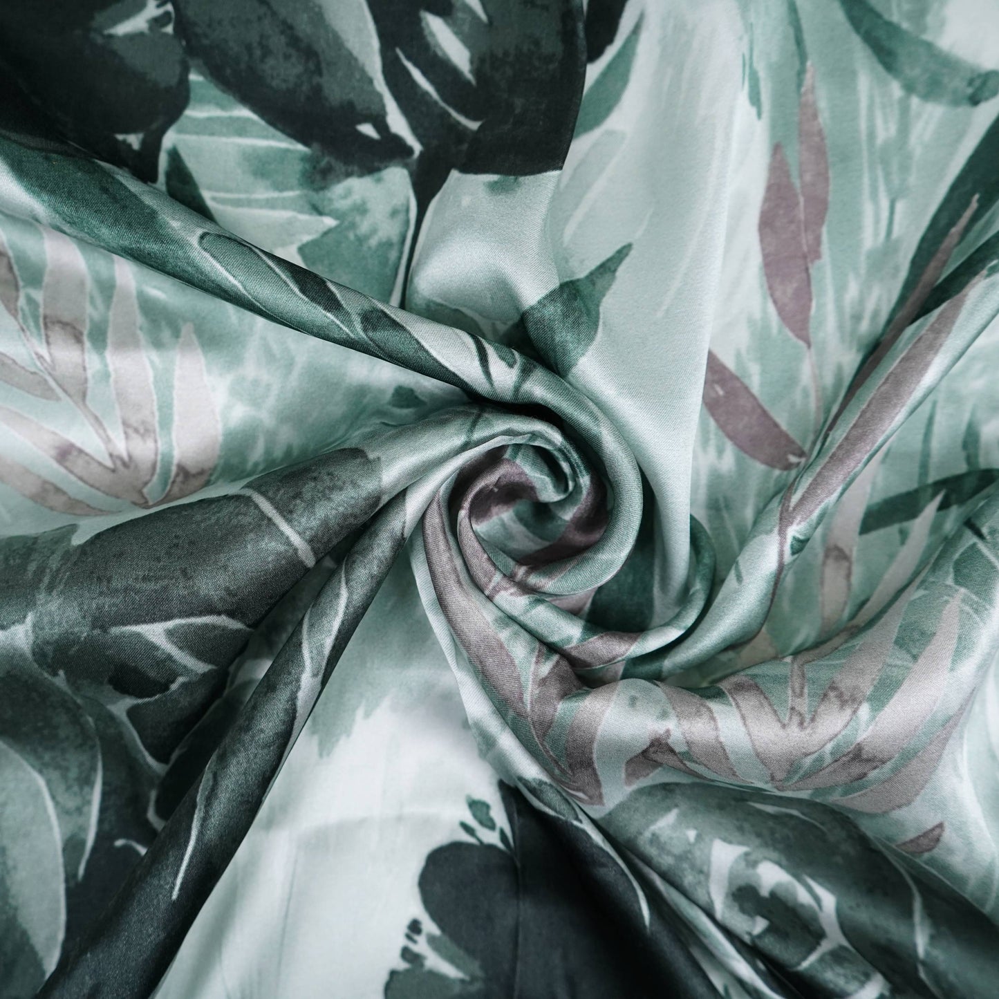 Sage Green Abstract print Bemberg Modal Silk Fabric KTP-31393