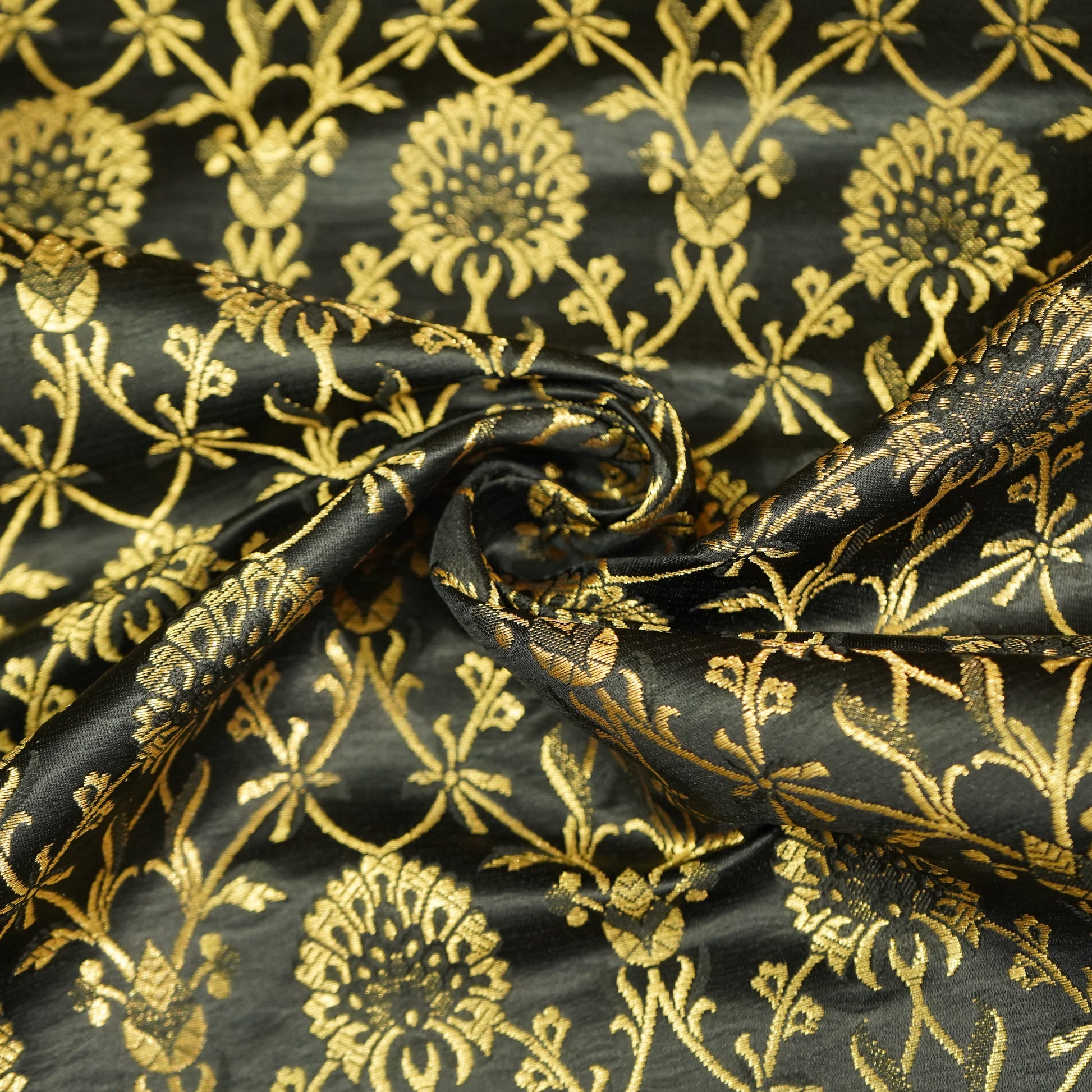 Black Brocade Fabric 22510