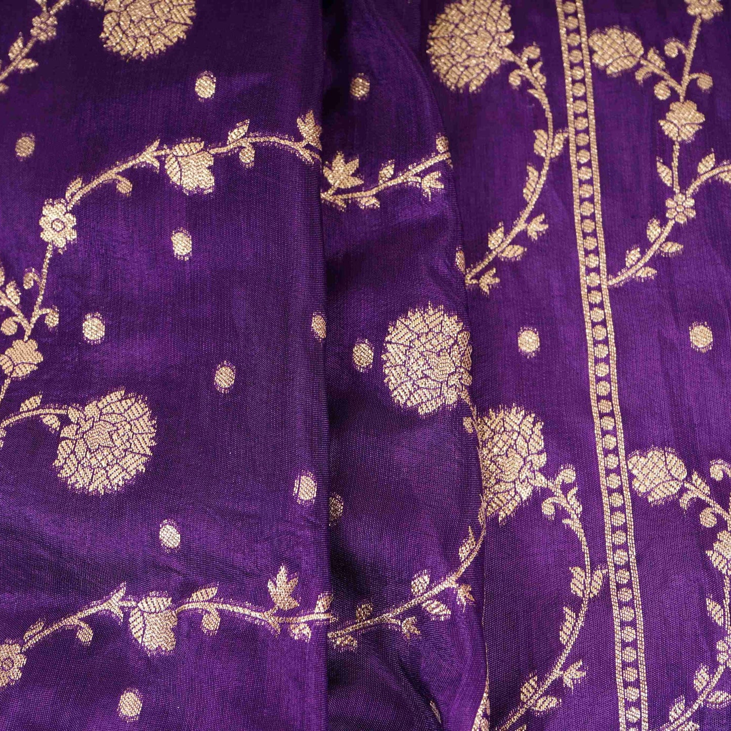 Purple Zari cutdana embroidery Russian Silk Fabric TF-31118