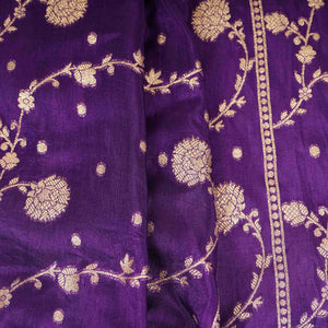 Purple Zari cutdana embroidery Russian Silk Fabric TF-31118 - TradeUNO
