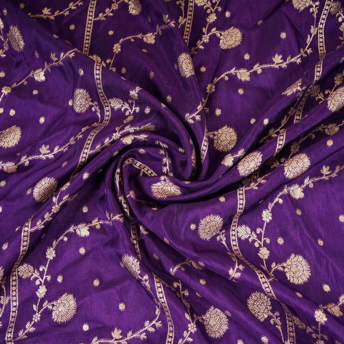 Purple Zari cutdana embroidery Russian Silk Fabric TF-31118