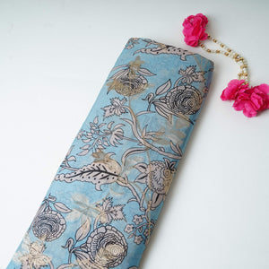 Sky Blue floral print with jacquard Organza Fabric MT-31170 - TradeUNO