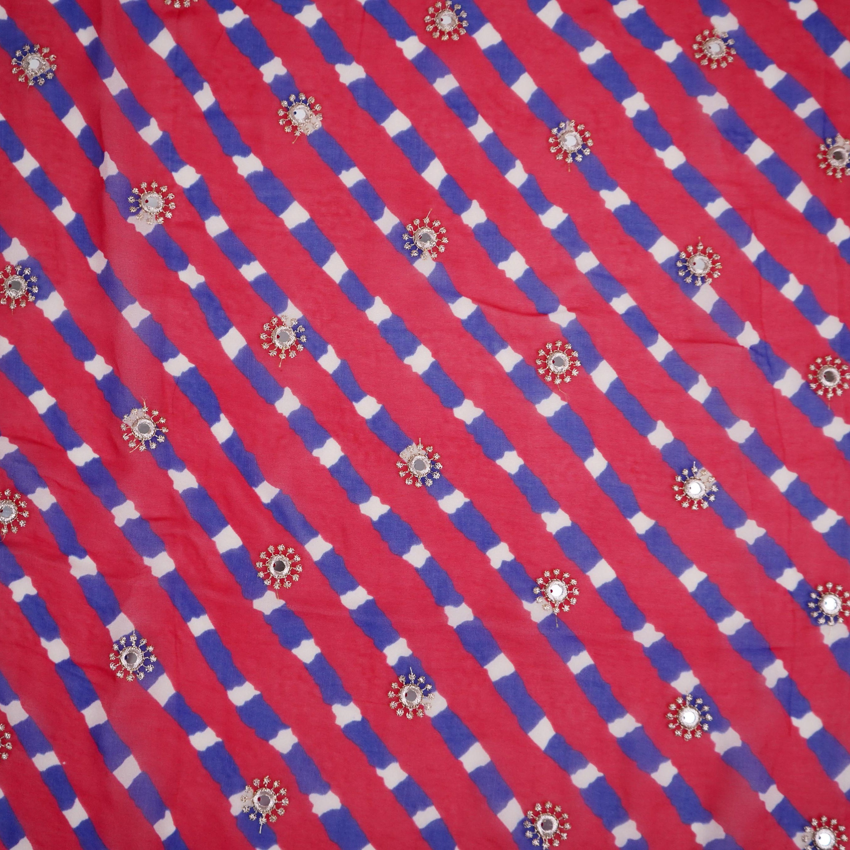 Red Leheriya Mirror embroidery Georgette Fabric GTS-31505 - TradeUNO