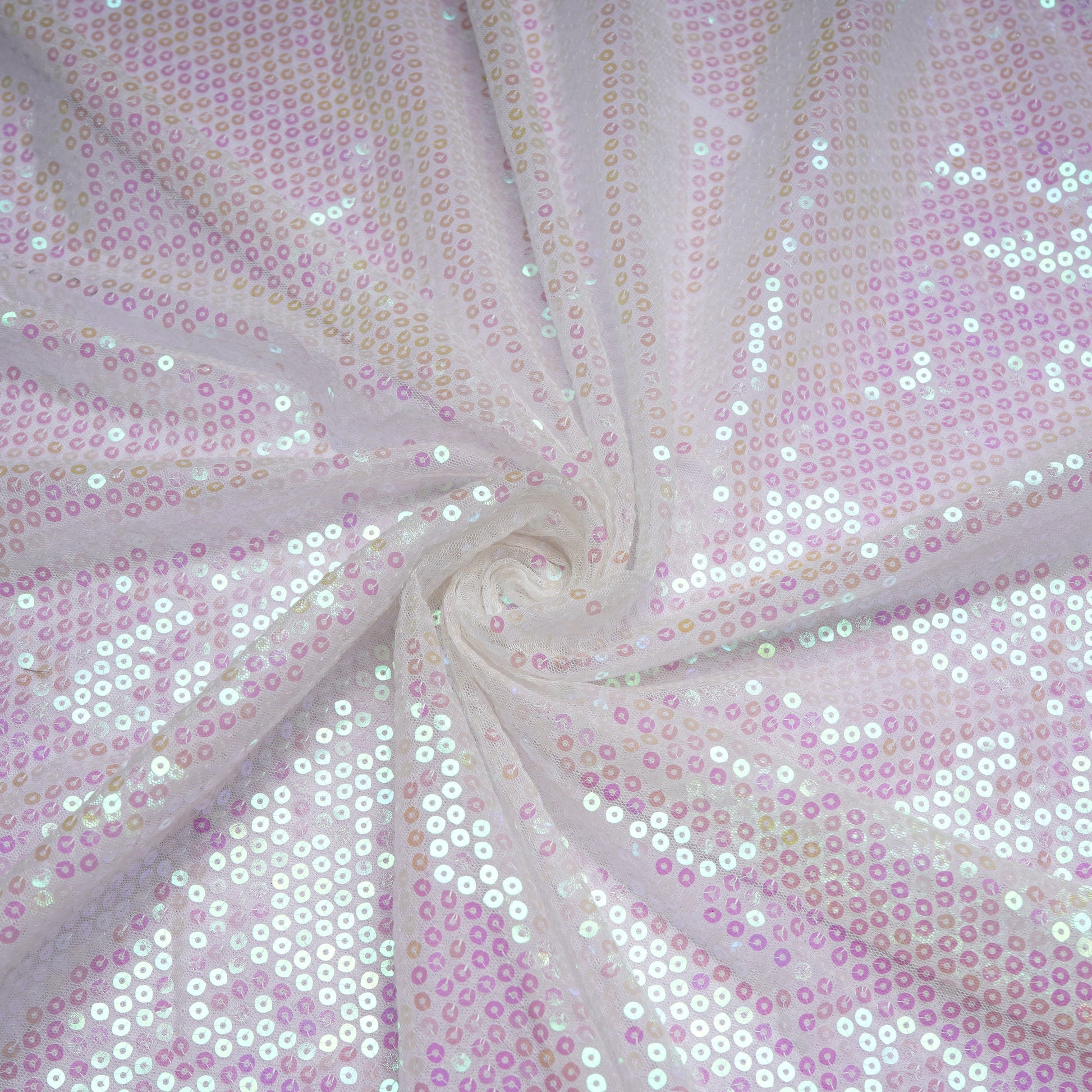 White Multicolor sequins Embroidery Net Fabric 21098